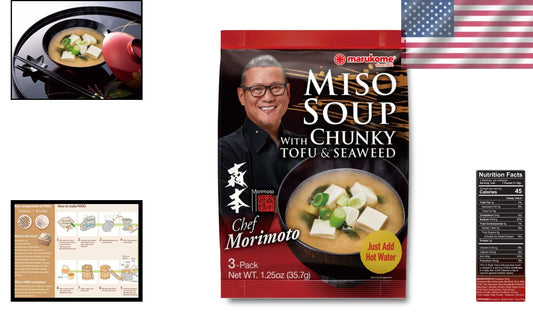 Chef Morimoto's Premium Miso Soup with Tofu & Seaweed, 12-Pack (1.25 oz each)