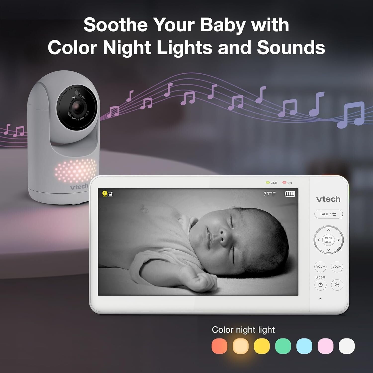 7" Digital Video Baby Monitor with Two Cameras & Pan Tilt Zoom - HQ Quality