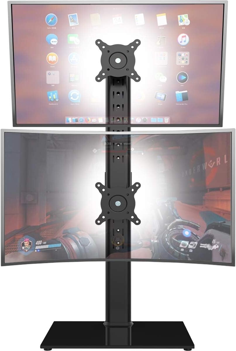 Ergonomic Dual Monitor Stand - Adjustable Height Riser for 13" to 34" Screens