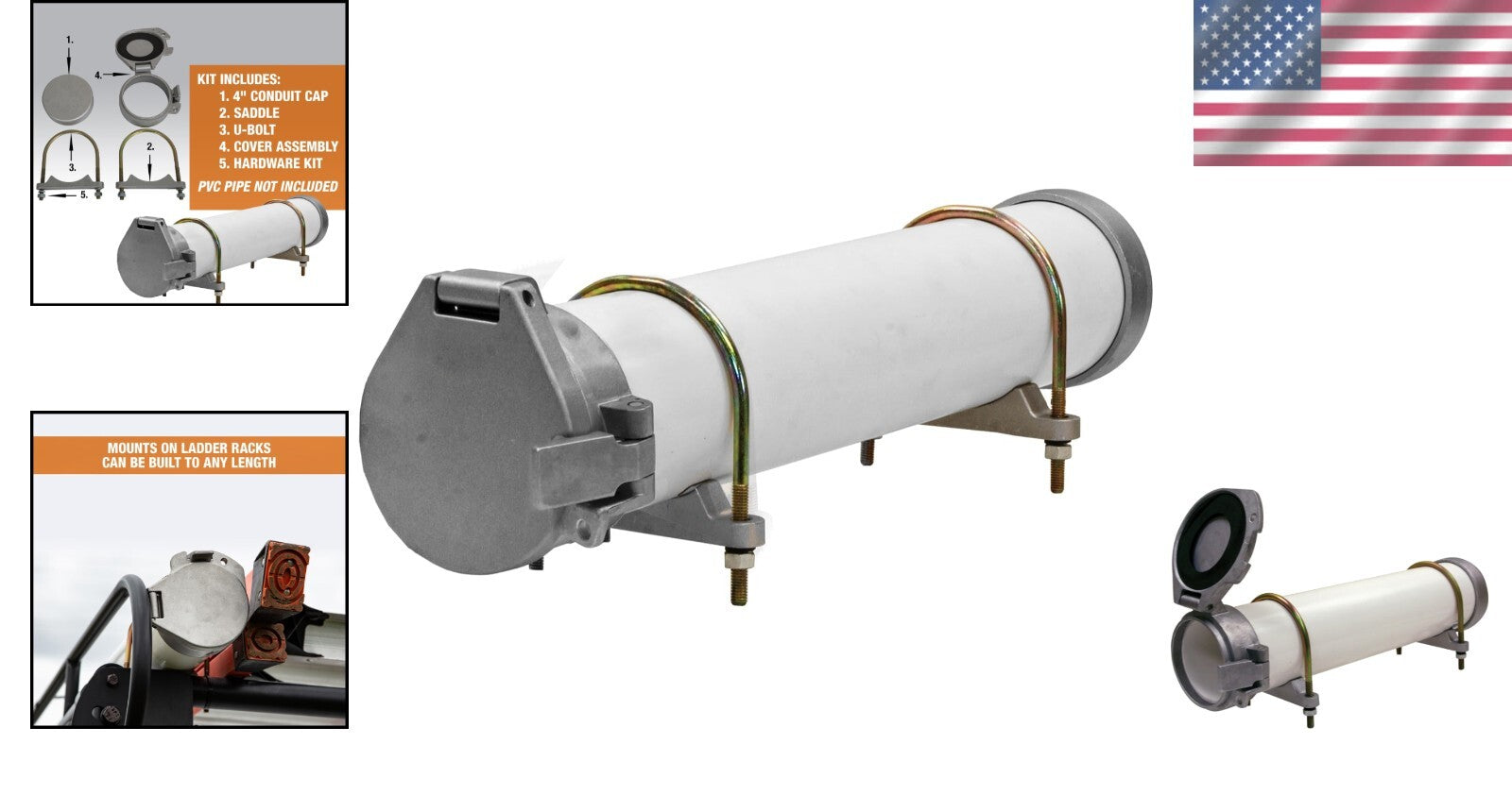 4 Inch PVC Conduit Carrier Kit - Weather-Resistant with Spring-Loaded Latch