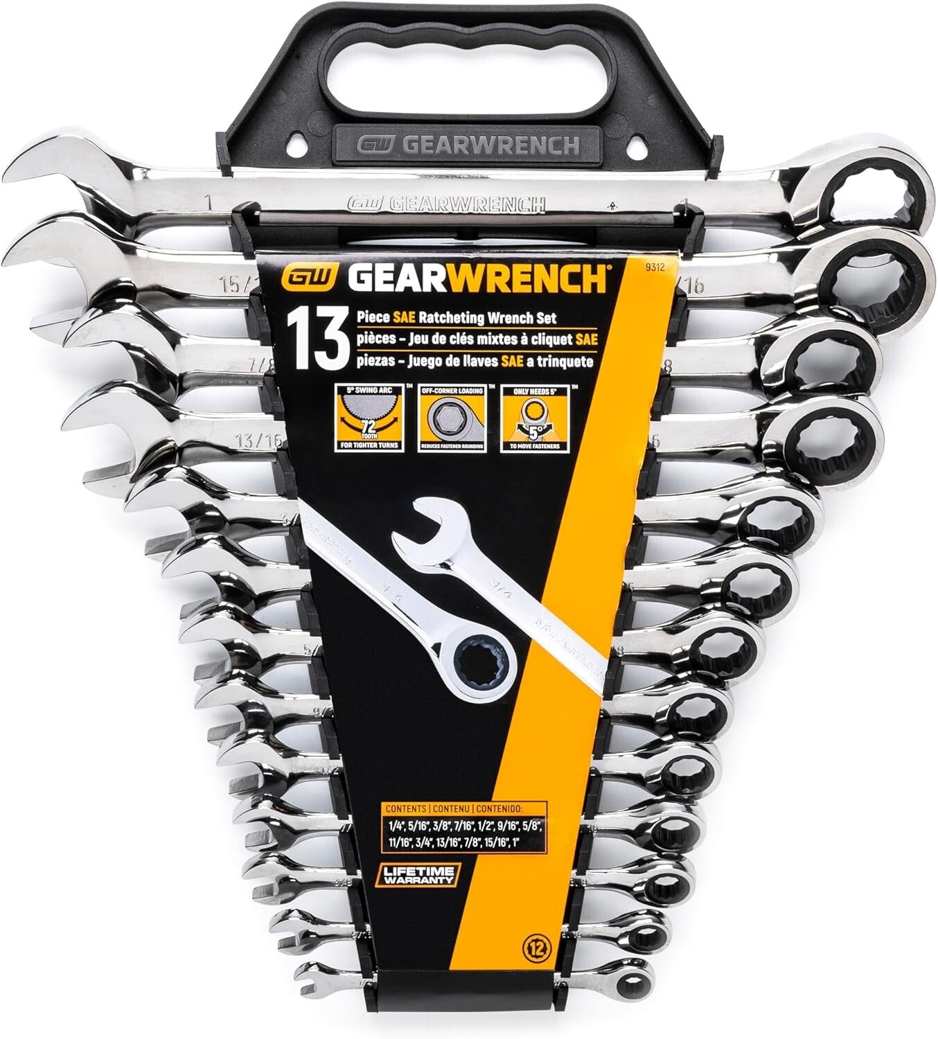 Durable 13-Piece Chromed Ratcheting Wrench Set for Quick Fastener Access