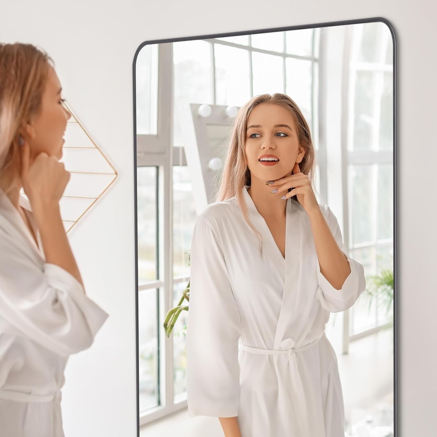 Modern 36" x 48" Decorative Mirror with Rustproof Frame - Perfect for Any Room