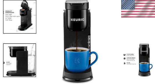 Efficient Single Serve Coffee Maker with Strong Brew & Reusable Filter