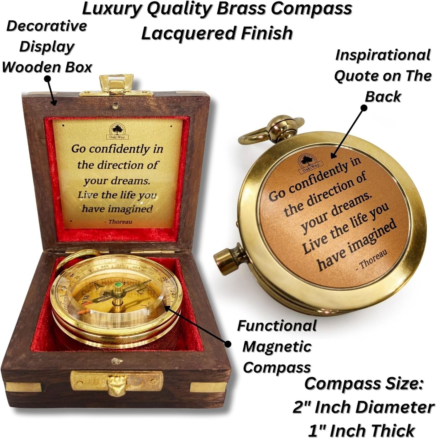 Unique Personalized Graduation Gift - Inspirational Compass with Keepsake Box