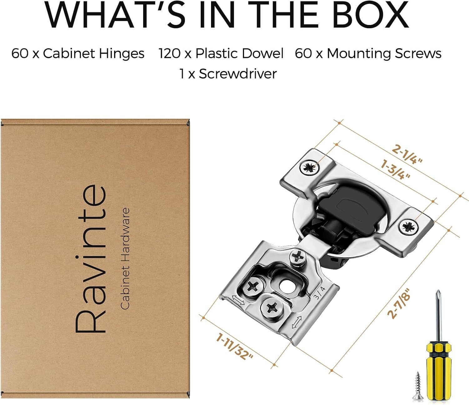 Durable 3/4 Inch Overlay Cabinet Hinges with Soft Close - Satin Nickel Finish