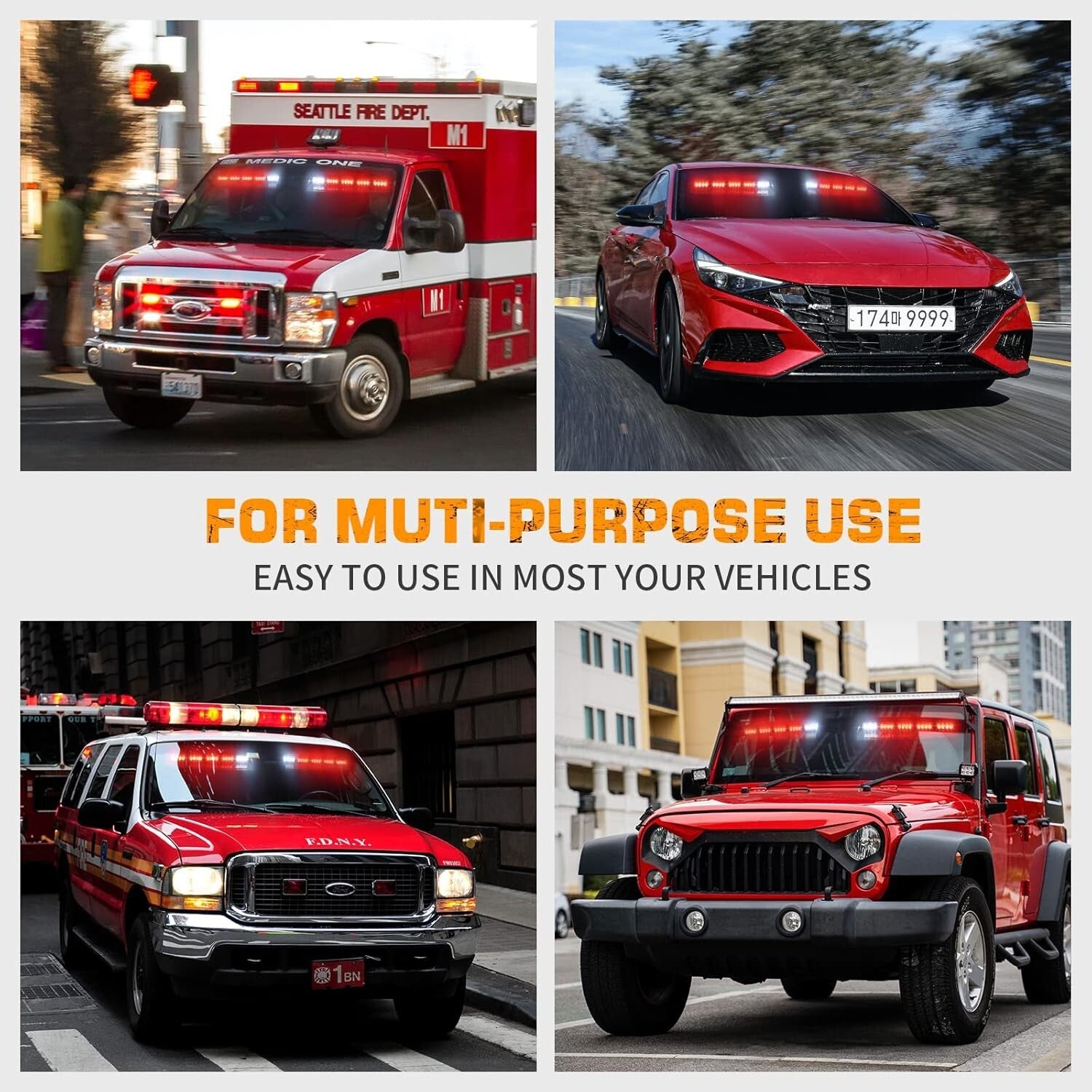 Durable 2x17 Inch LED Warning Safety Lights Bar for Trucks & Emergency Vehicles