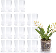 Load image into Gallery viewer, Set of 12, 3.5" Clear Acrylic Planter Pots with Drainage &amp; Saucer for Indoor ...