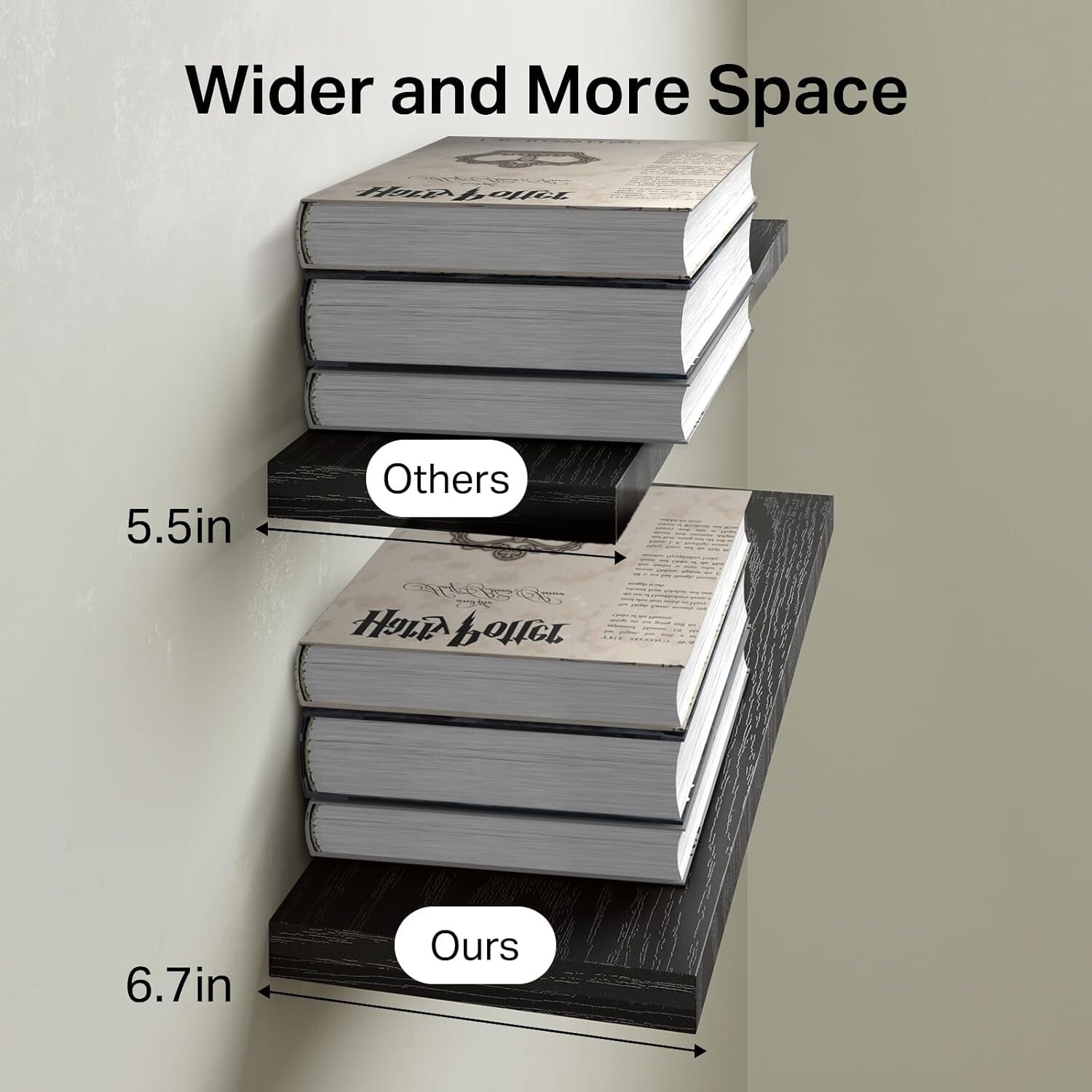 Floating Wall Shelves Set - 22.5in Rustic Wood for Bathroom, Living Room, Office