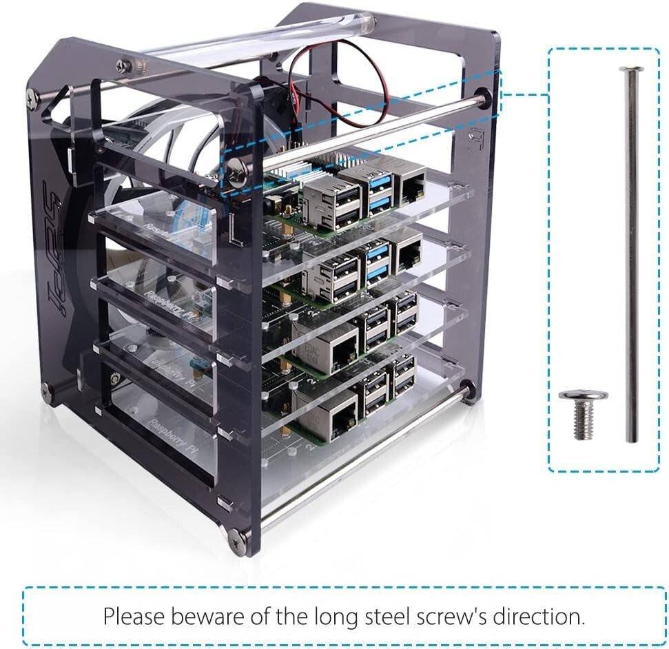 Premium Raspberry Pi Stackable Tower Case with RGB Fan for Optimal Cooling