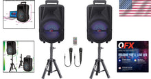 Load image into Gallery viewer, Compact 50W Bluetooth Speaker System with RGB Lights, Stands, and Remote Control