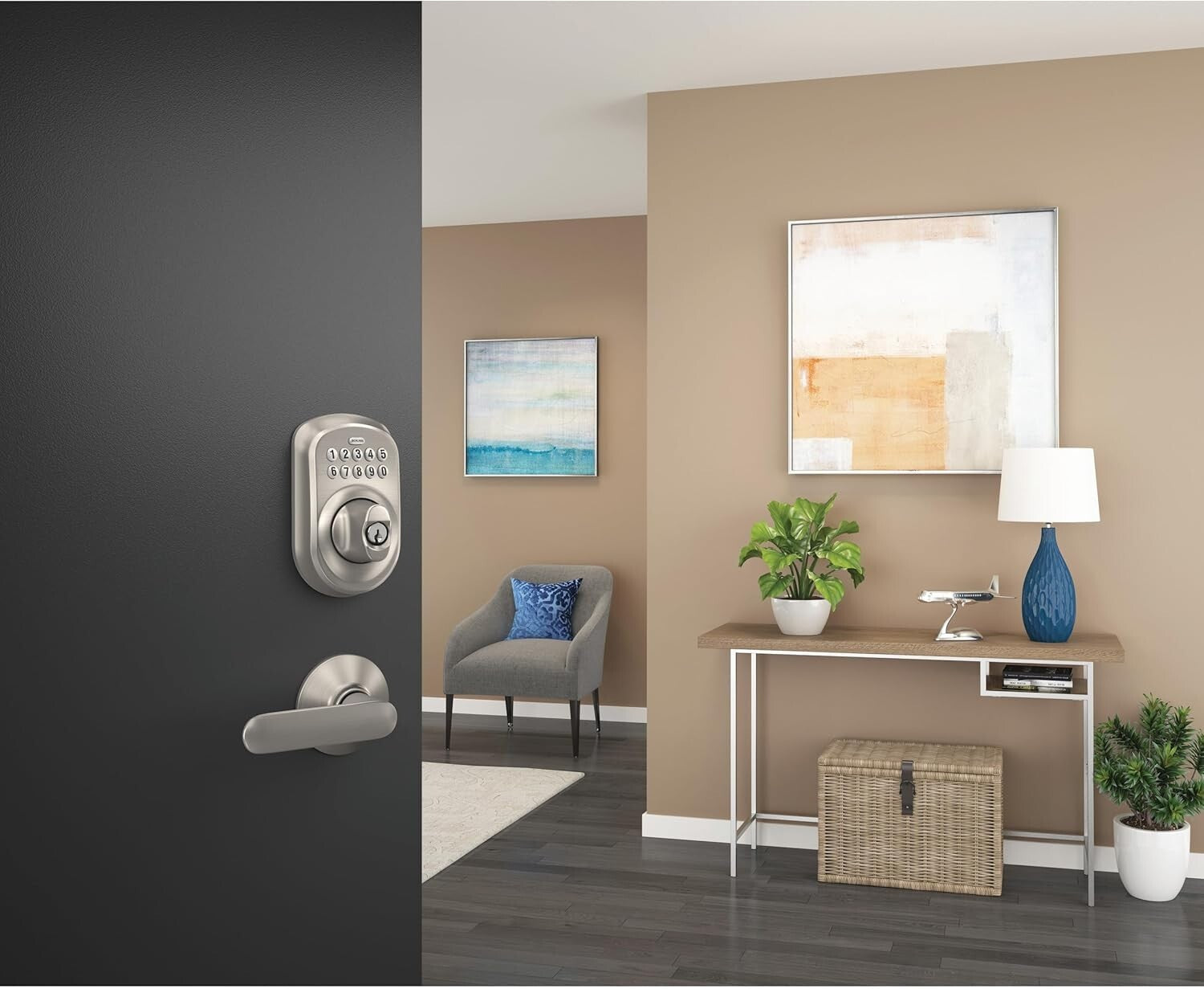 Plymouth Keyless Deadbolt - Illuminated Keypad Entry Lock in Sleek Satin Nickel