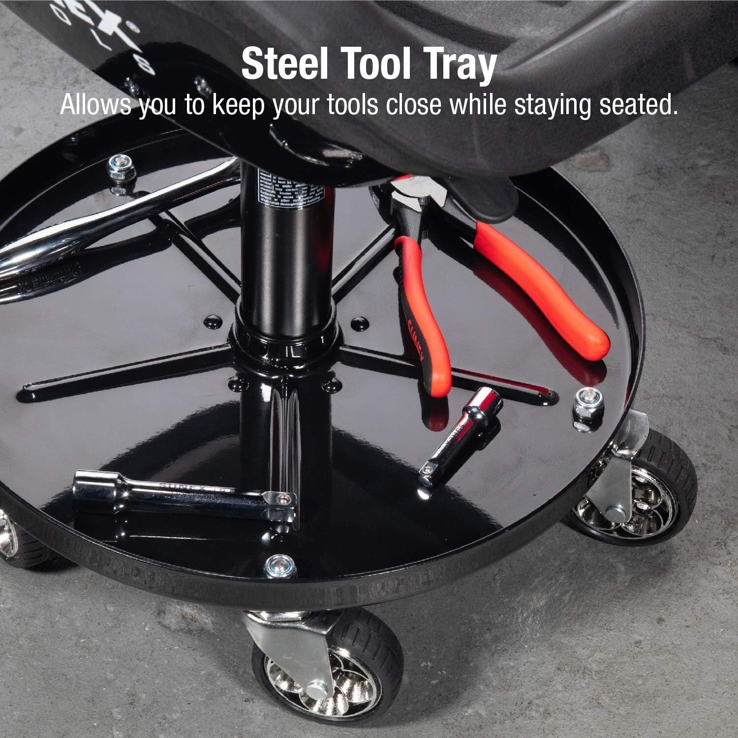 Adjustable 300Lbs Capacity Tractor Seat with Heavy-Duty Casters for Mobility