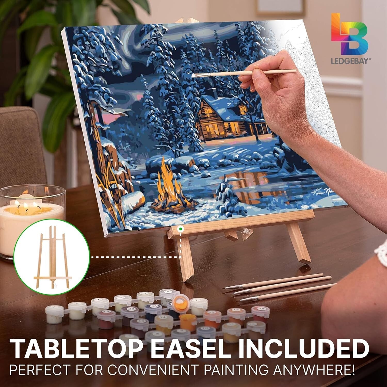 Beginner to Advanced Paint by Numbers Kit - 16" x 20" Framed Canvas & Easel