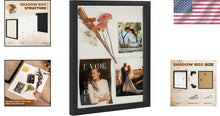 Load image into Gallery viewer, Elegant 16x20 Shadow Box Frame in Black with Shatterproof Plexiglass Cover