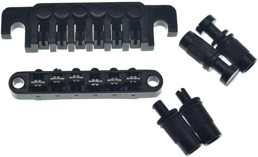 6.3mm Black Tune-O-Matic Roller Saddle Bridge & TP-6 Stopbar for Epiphone Models
