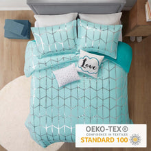 Load image into Gallery viewer, Luxurious Aqua Comforter Set, Geometric Design - Full/Queen Size Bedding