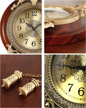 Load image into Gallery viewer, Stylish Brown Wall Clock with Pendulum – Silent, Battery Operated Elegance