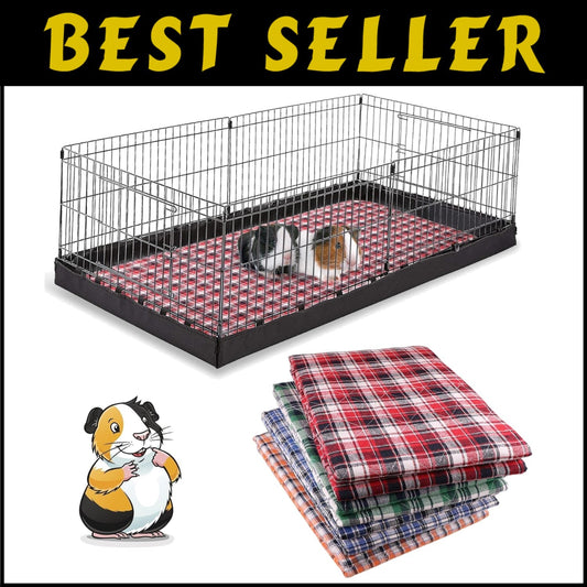 Vibrant Washable Guinea Pig Cage Liners - 4 Colorful Pee Pads for Dry Habitats