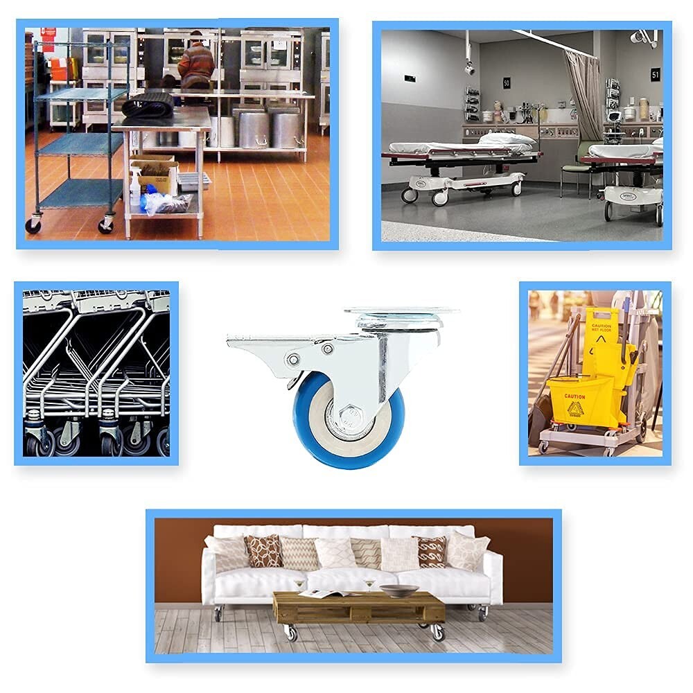 Heavy-Duty 2" Swivel Casters - 24 Pack with Locking Brake for Any Surface