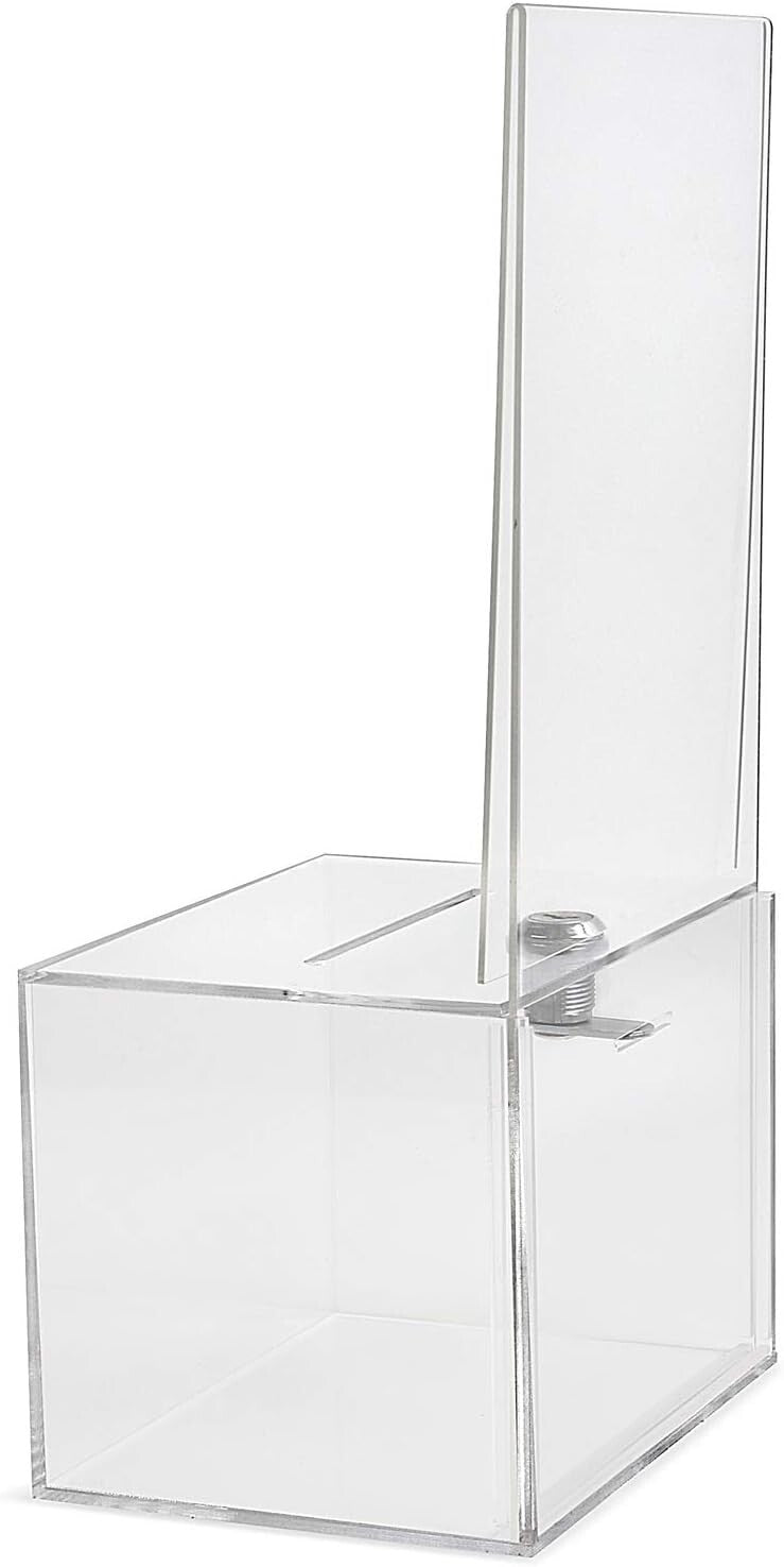 Elegant Clear Acrylic Charity Donation Box with Lock - 1.5 Lb Lightweight