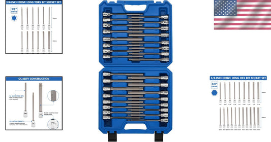 32PCS Extra Long Hex & Torx Bit Socket Set - Chrome Vanadium Steel Excellence