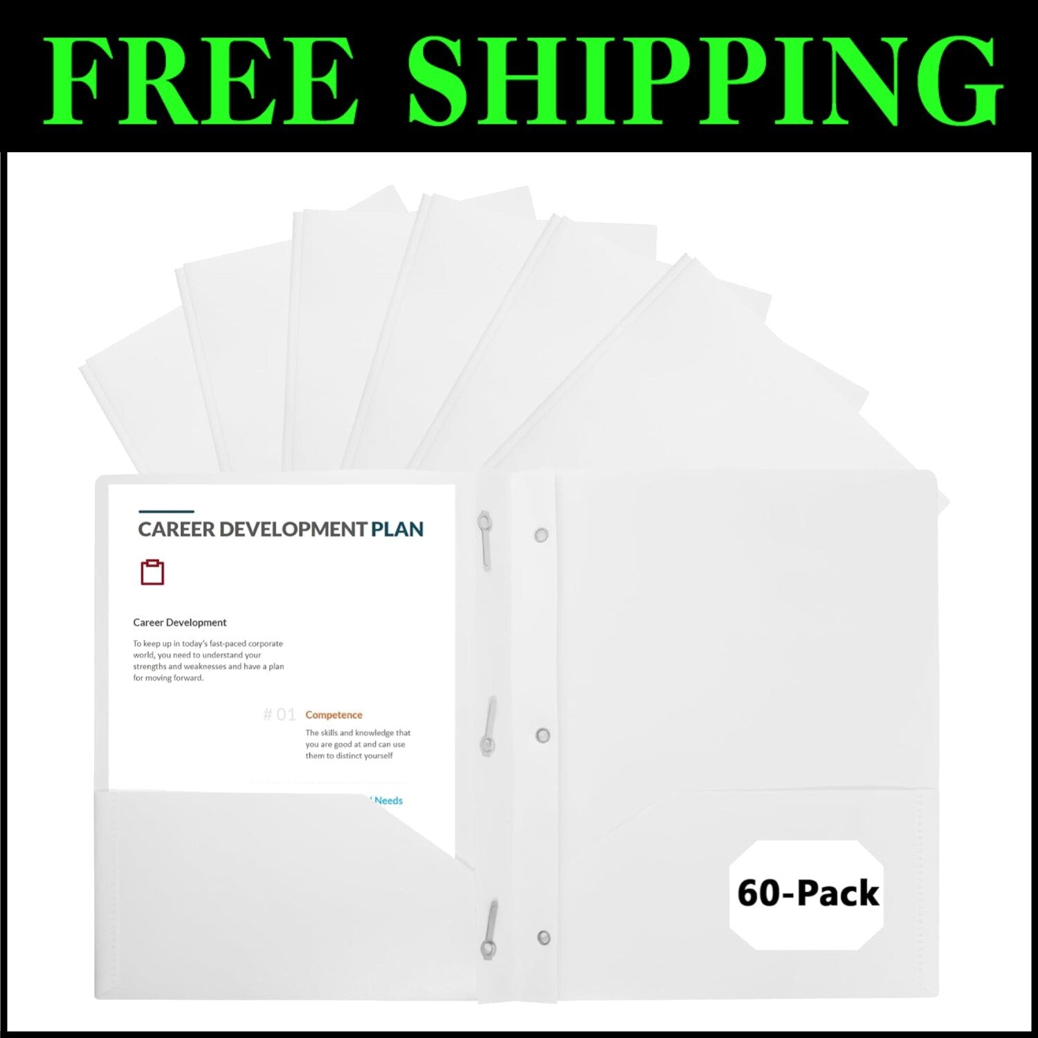 Multi-Purpose 60-Pack Plastic Folders with Pockets - Perfect for All Your Files