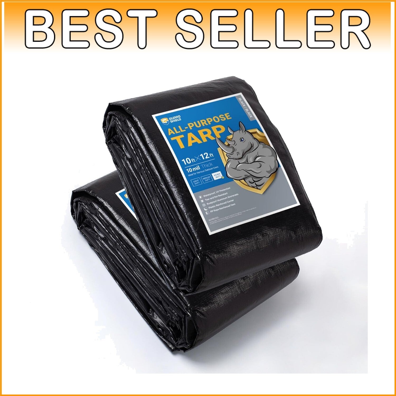 10x12 Feet Heavy-Duty Waterproof Tarps with Grommets - 2-Pack, Outdoor Essential