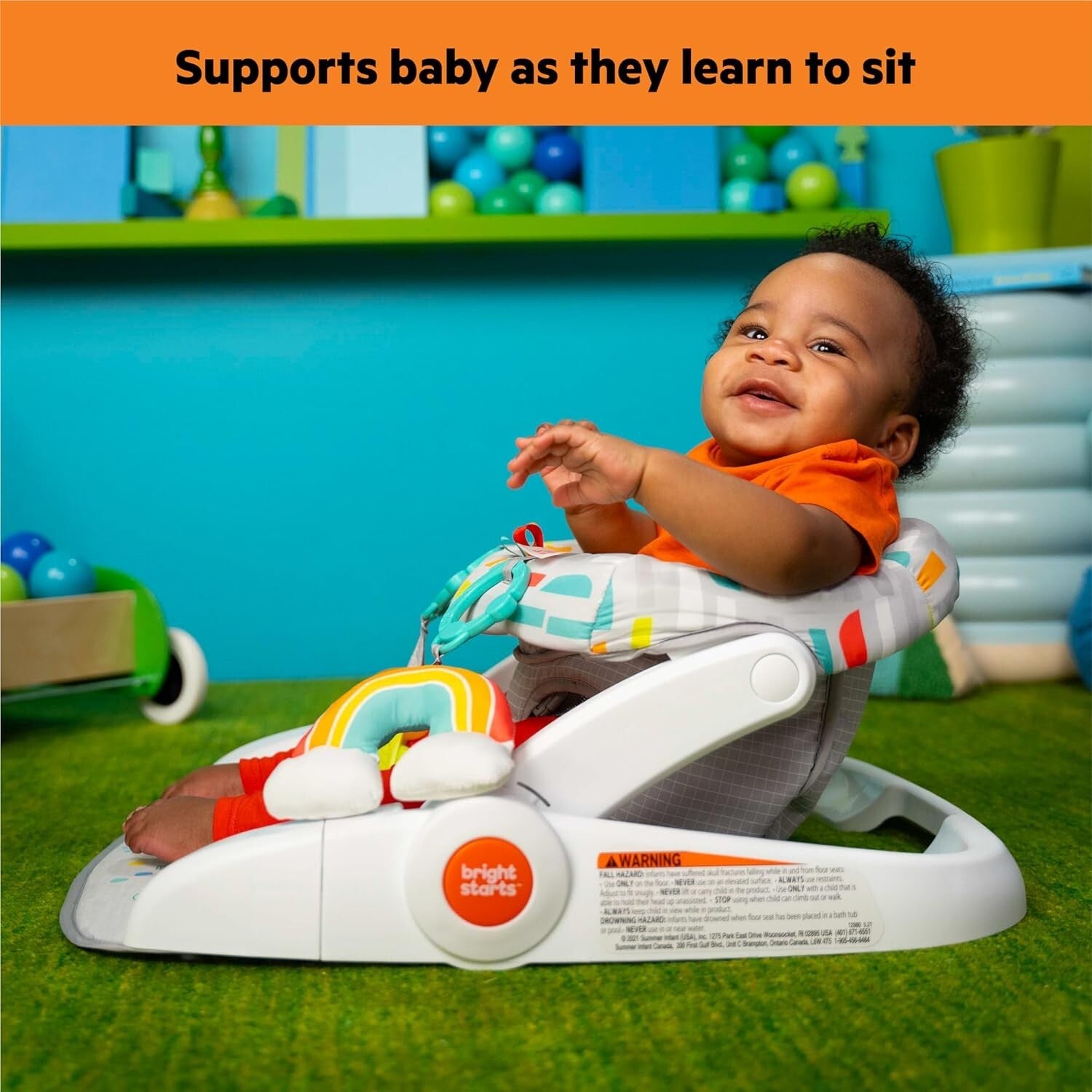 Learn-To-Sit Portable Baby Floor Seat 2 Positions with Sensory Toys, 4-12 Months