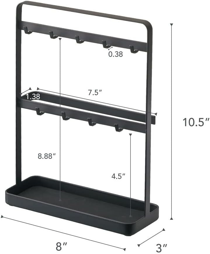 Modern Key Rack - Sleek Metal Hook Organizer with Tray for Entryway Essentials