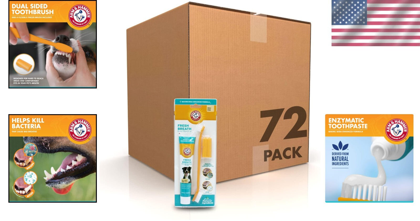 Complete Dog Dental Care Set - 72-Pack Toothpaste & Brushes for Healthy Teeth