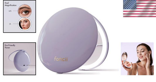 Mini Taylor 4-Inch Lighted Makeup Mirror - Dual Magnification & 3 Light Settings