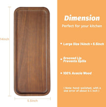 Load image into Gallery viewer, Elegant Acacia Serving Trays for Parties - 14" x 5.5" Charcuterie Boards, 6 Pack