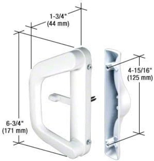Milgard Sliding Door Handle Set - White Die Cast Pulls with Key Lock Convenience