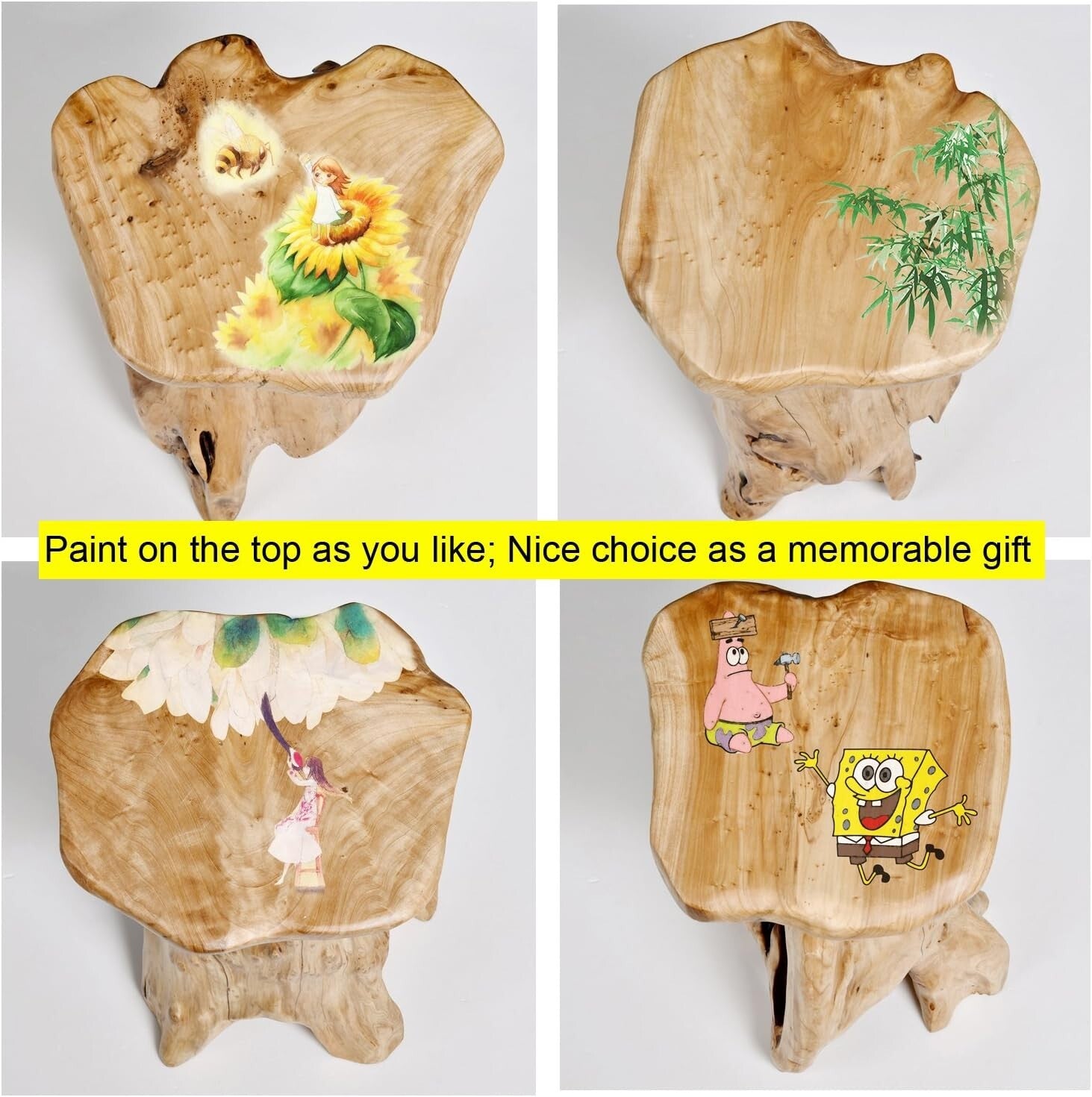 Compact 14" Tree Stump Stool with Unique Shape - Ideal Plant or End Table