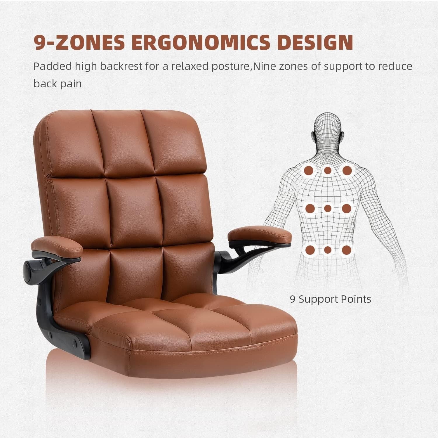 Ergonomic Rolling Swivel Desk Chair with Leather Finish for Modern Home Offices