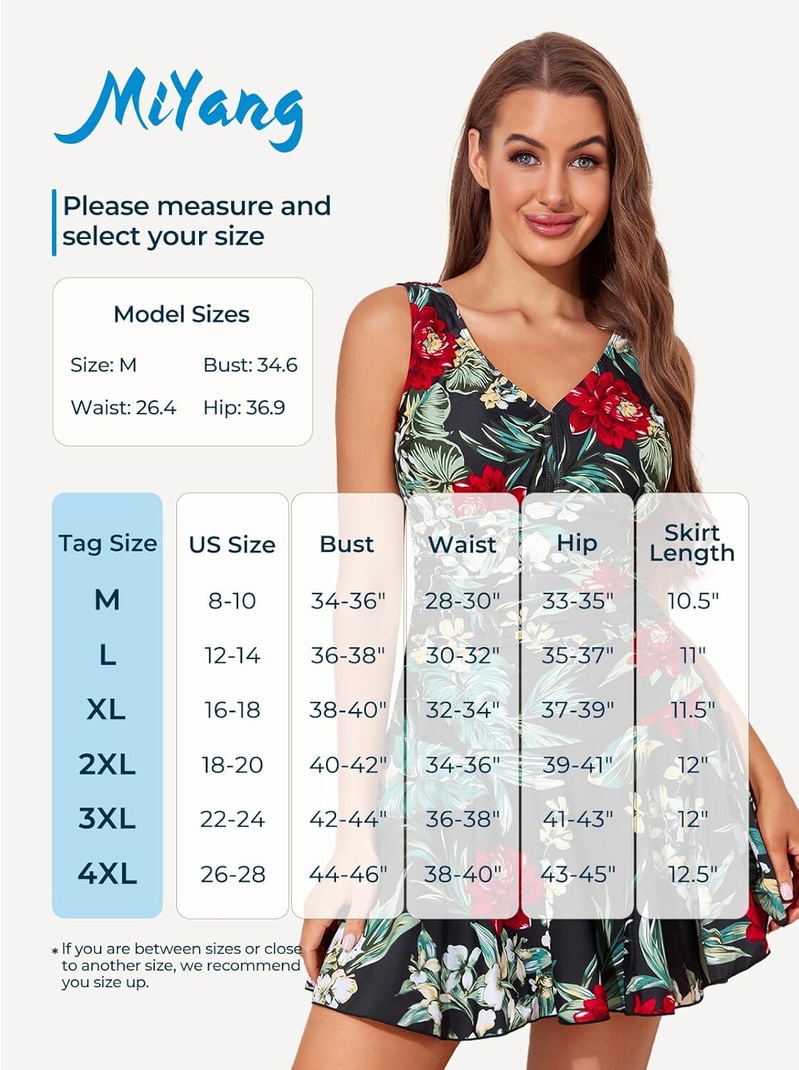 Elegant Plus-Size Tummy Control Swim Dress with Flower Print - Sizes 16-18