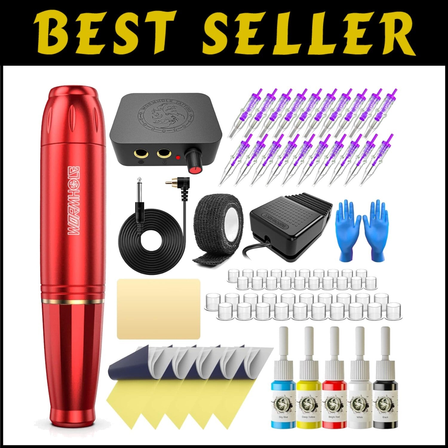 Beginner-Friendly Tattoo Gun Kit - Compact Rotary Pen with Complete Supplies