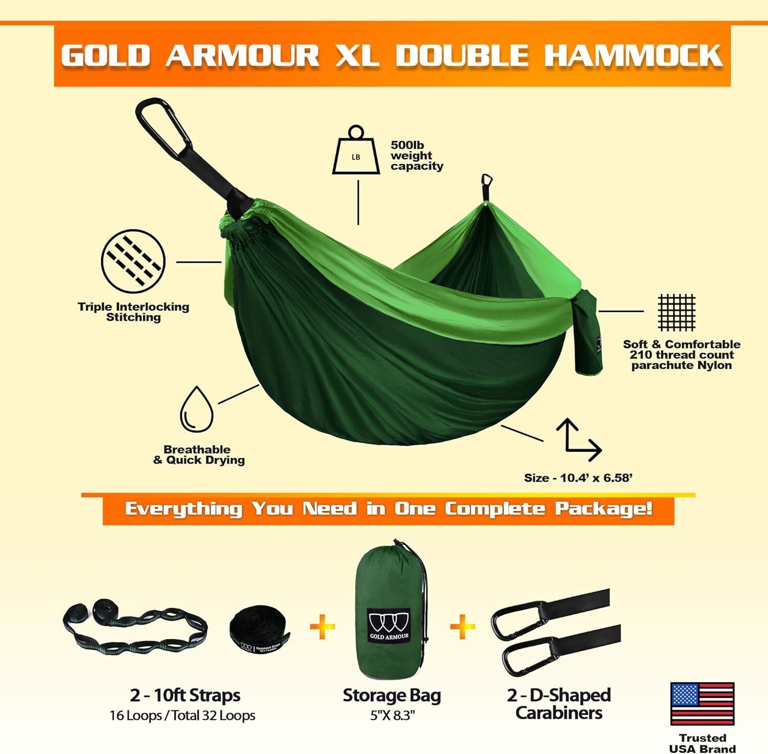 Extra Large Double Hammock - Ultimate Comfort & Durability for Outdoor Lovers