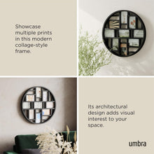 Load image into Gallery viewer, Gallery-Style Black Collage Frame Holds 9 Photos, 22-Inch Round Decor