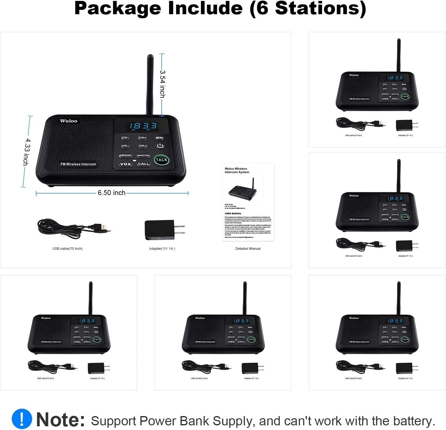 Wireless Intercom System for Home - 1 Mile Range, 6 Pack of Clear Communication