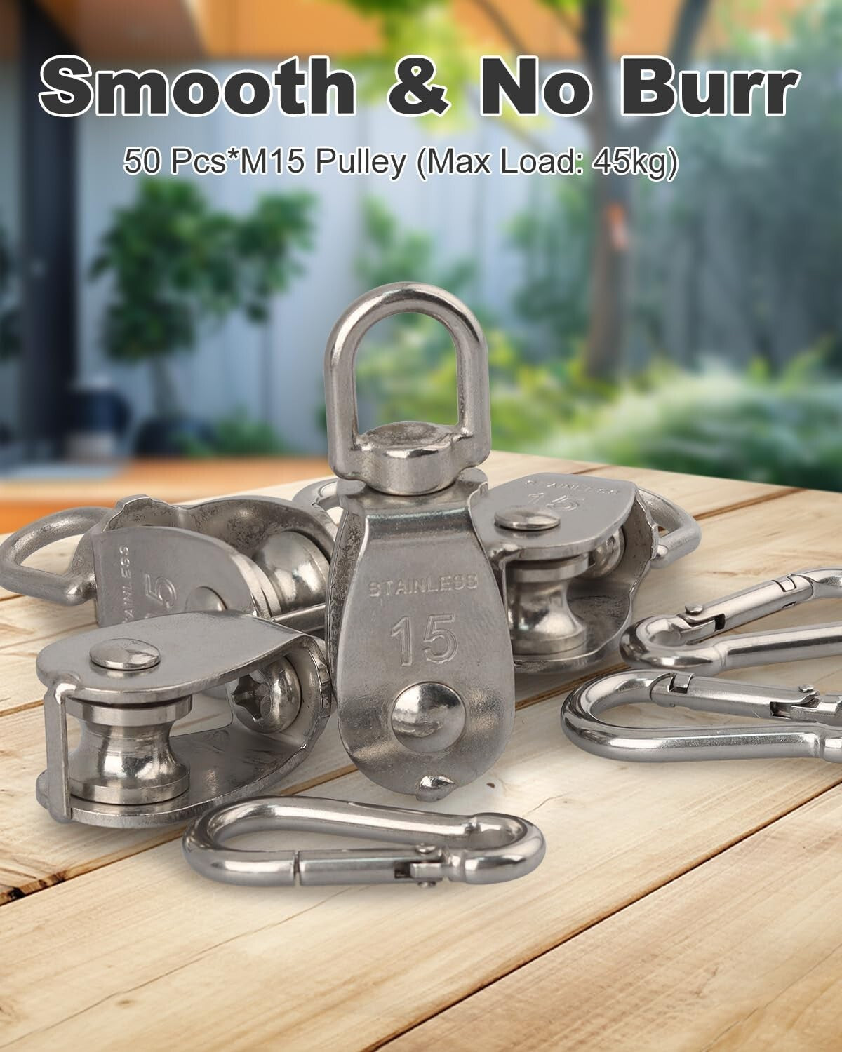 Premium 50 Pack M15 Pulleys with 360° Rotation - Ideal for Lifting and Rigging