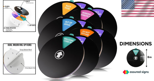 10-Pack Rotating Status Office Door Signs - Color-Coded for Easy Communication
