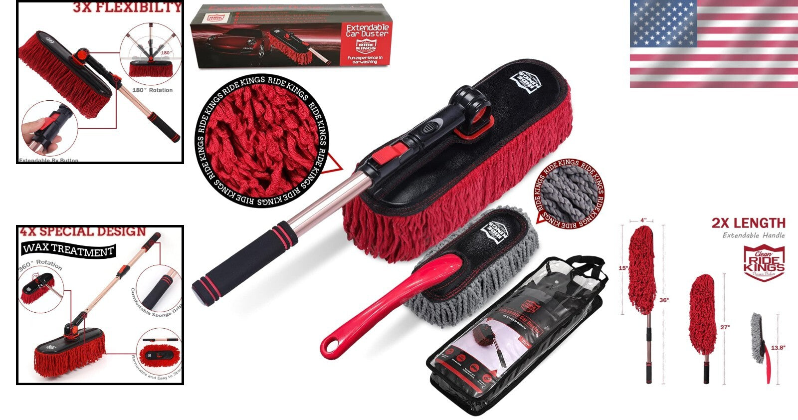 Microfiber Car Duster with Detachable Handle - Scratch-Free Cleaning Solution