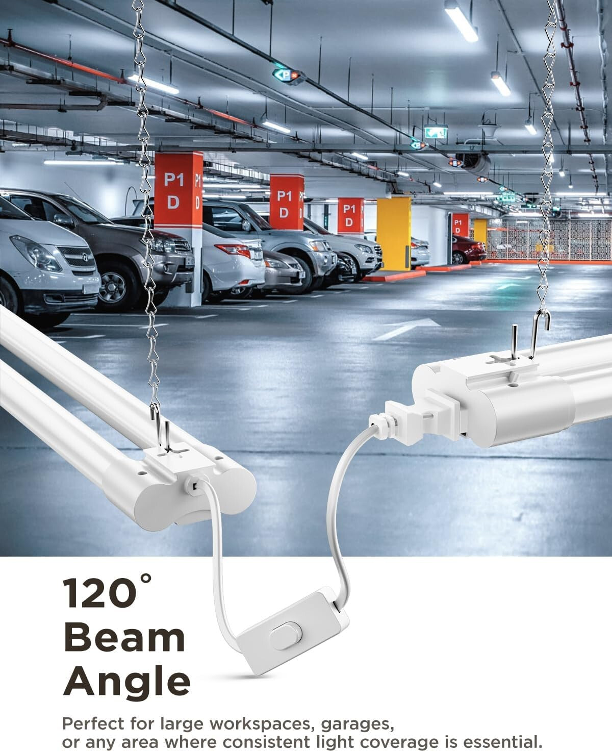 Commercial Grade Linkable LED Shop Lights - 4500 Lumen, 10 Pack, Modern Style