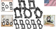 Load image into Gallery viewer, Ornate 15-Piece Black &amp; Silver Mini Picture Frames for Home &amp; Wedding Decor