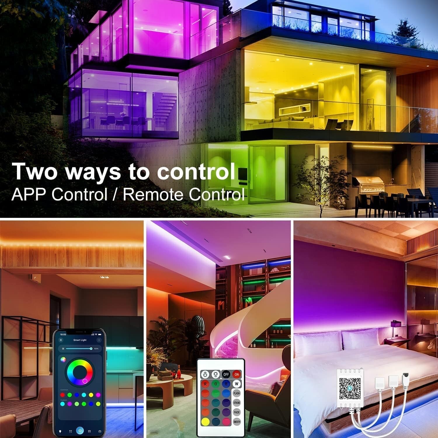 Creative LED Strip Lights 400ft - Music Sync & Timer for Fun Bedroom Decoration