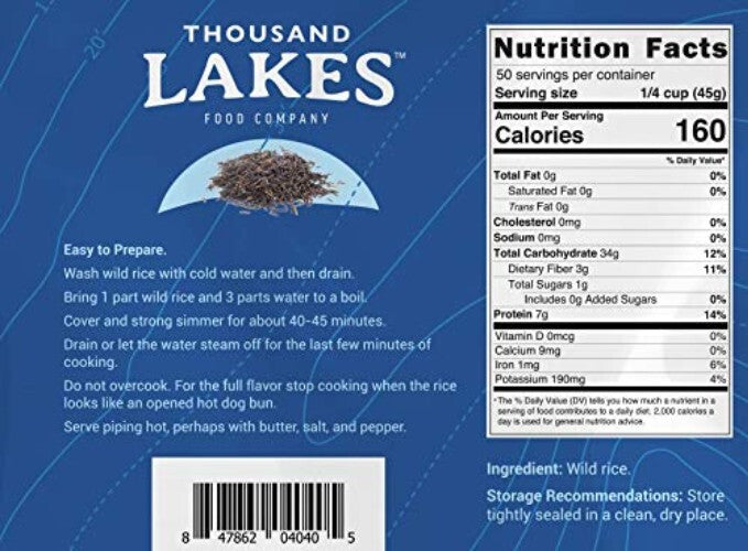 5 lb All Natural Minnesota Grown Wild Rice - High Protein, Gluten-Free Option