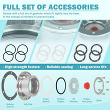 Load image into Gallery viewer, Sleek 3434009 Trailer Hub Caps With Extra Rubber Plugs - Bolt-On Installation