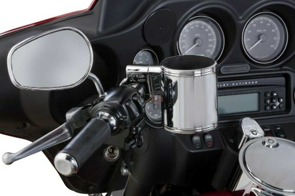 Detachable Chrome Handlebar Mount for Instant Beverage Access - For Bikers