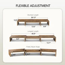 Load image into Gallery viewer, Rustic Brown Adjustable Dual Monitor Stand - 3 Shelf Desk Organizer Solution